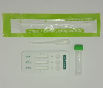 Picture of Home Test Canine Rapid kit 3 in 1 Parvo+Giardia+Corona indication.